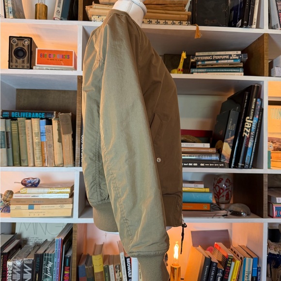 rag & bone reversible green canvas Shimmering Pink Bomber Jacket - Picture 3 of 8